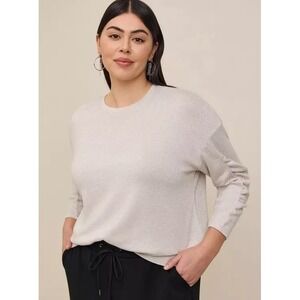 Torrid Womens Top 1X Sparkle Knit Drop Shoulder Shirred Sleeve Silver Metallic